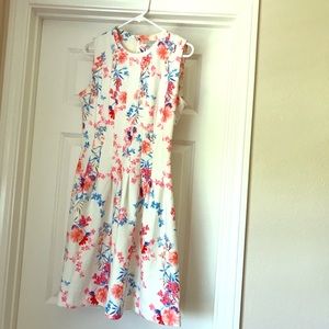 Figure Flattering White Floral Dress
